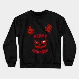 bloody halloween pumpkin face Crewneck Sweatshirt